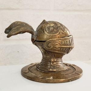 Solid Brass Knights Helmut Incense Holder, Vintage, used